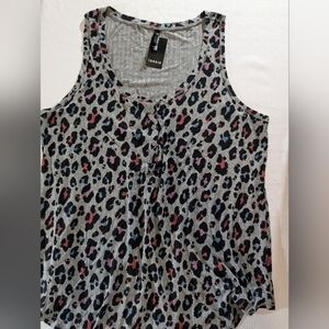Torrid Tank Leprd Tiss Rib Henley Size 2X